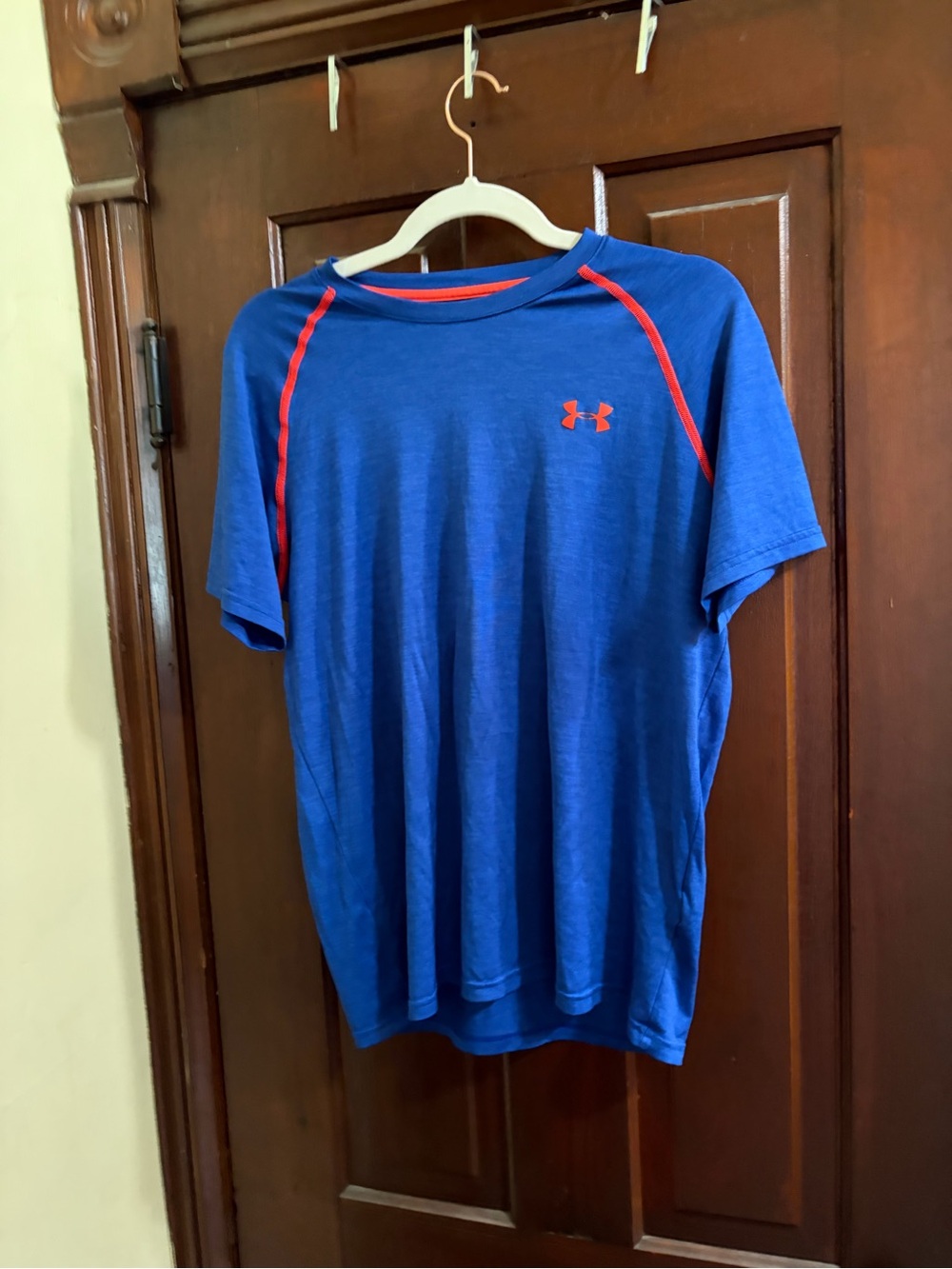 Under Armour Blue Short Sleeve Performance Tee with Red Trim